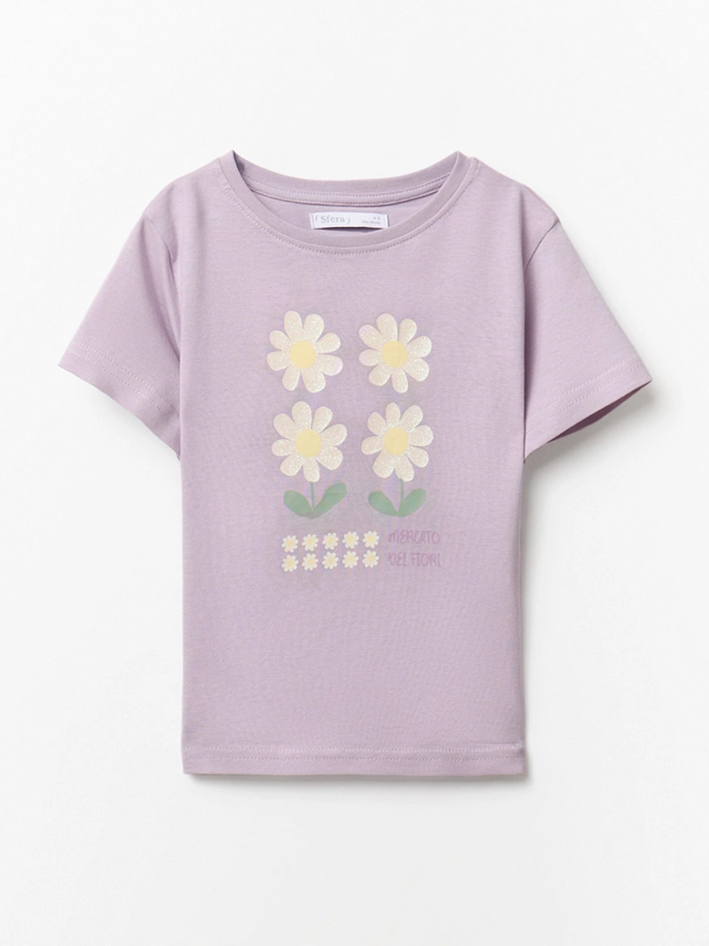 POLERA NIÑA SFERA MANGA CORTA CUELLO REDONDO ESTAMPADO DELANTERO - 1