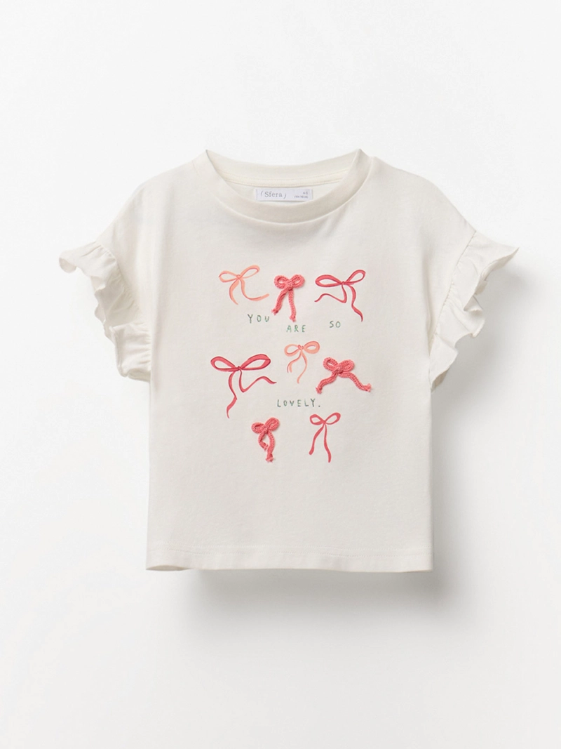 POLERA NIÑA SFERA MANGA CORTA ALGODÓN ESTAMPADA - 1