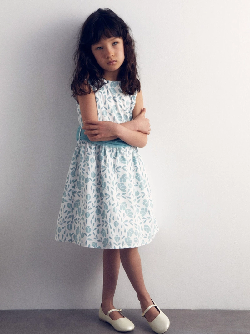 VESTIDO NIÑA SFERA ALGODÓN CUELLO REDONDO - 1