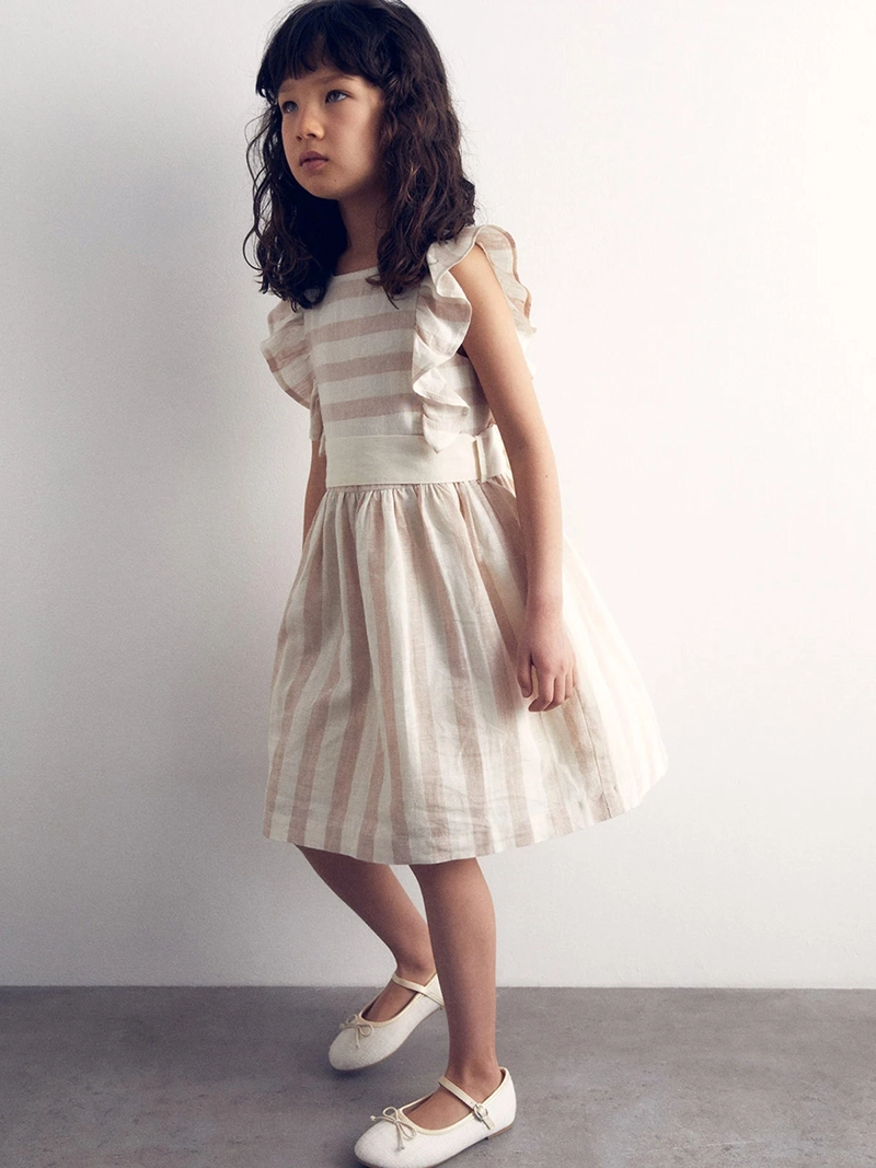 VESTIDO NIÑA SFERA LINO RAYAS - 1