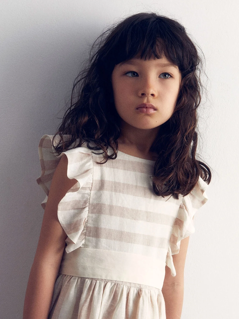 VESTIDO NIÑA SFERA LINO RAYAS - 2