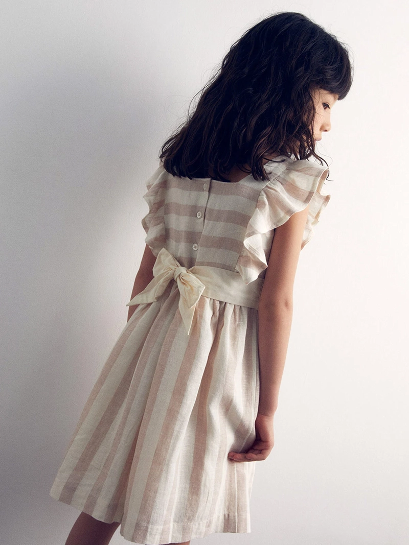 VESTIDO NIÑA SFERA LINO RAYAS - 3