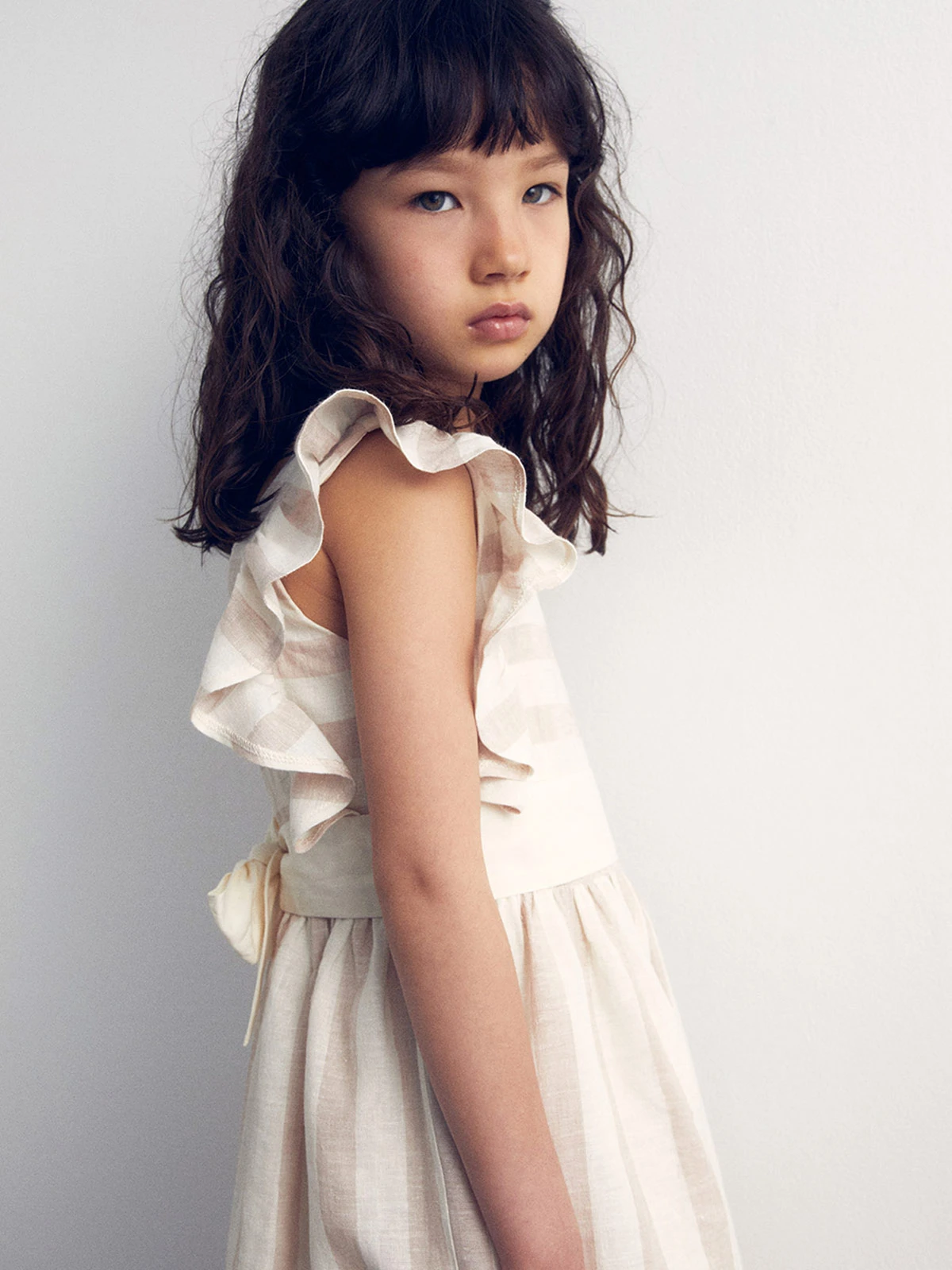 VESTIDO NIÑA SFERA LINO RAYAS - 4