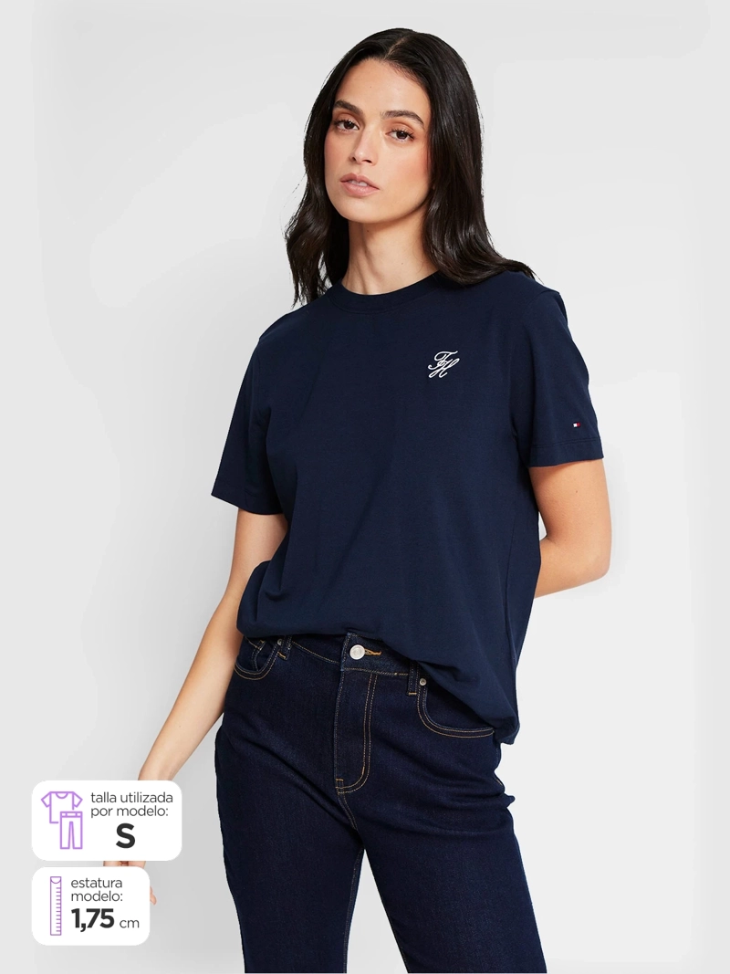 POLERA MUJER TOMMY HILFIGER MANGA CORTA ALGODÓN