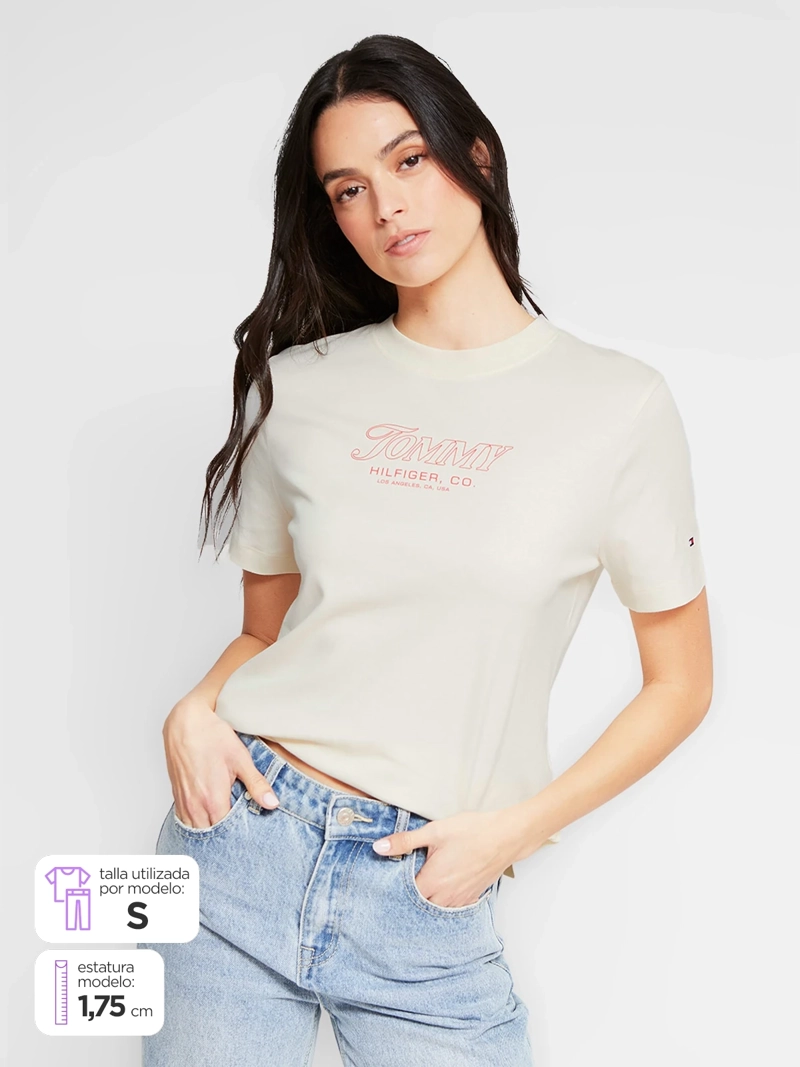 POLERA MUJER TOMMY HILFIGER MANGA CORTA ALGODÓN - 1