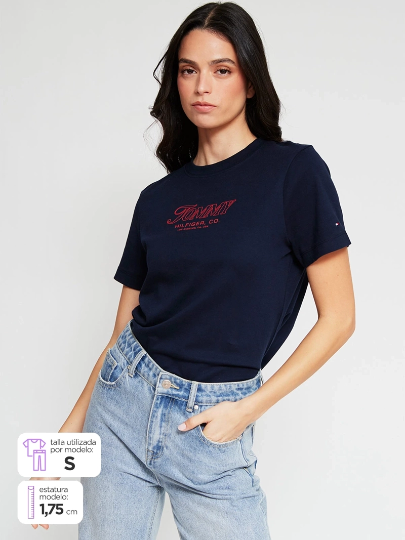 POLERA MUJER TOMMY HILFIGER MANGA CORTA ALGODÓN - 1