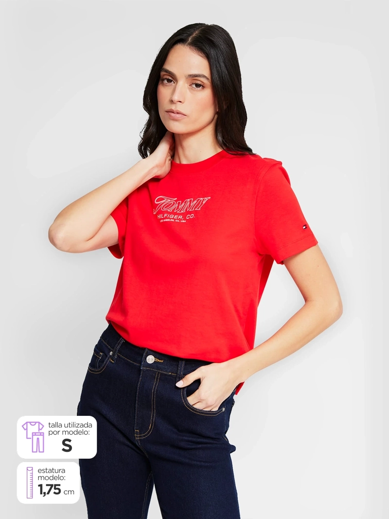 POLERA MUJER TOMMY HILFIGER MANGA CORTA ALGODÓN - 1