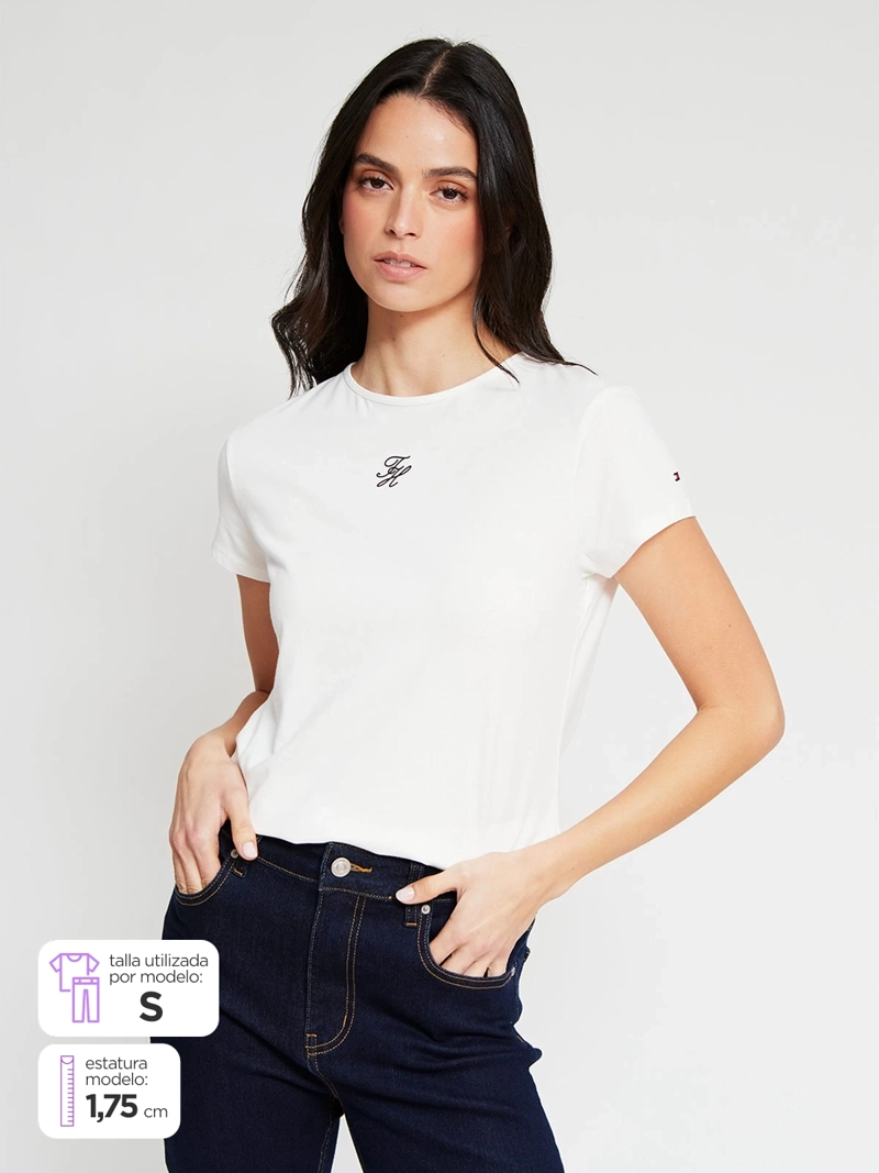 POLERA MUJER TOMMY HILFIGER MANGA CORTA ALGODÓN - 1