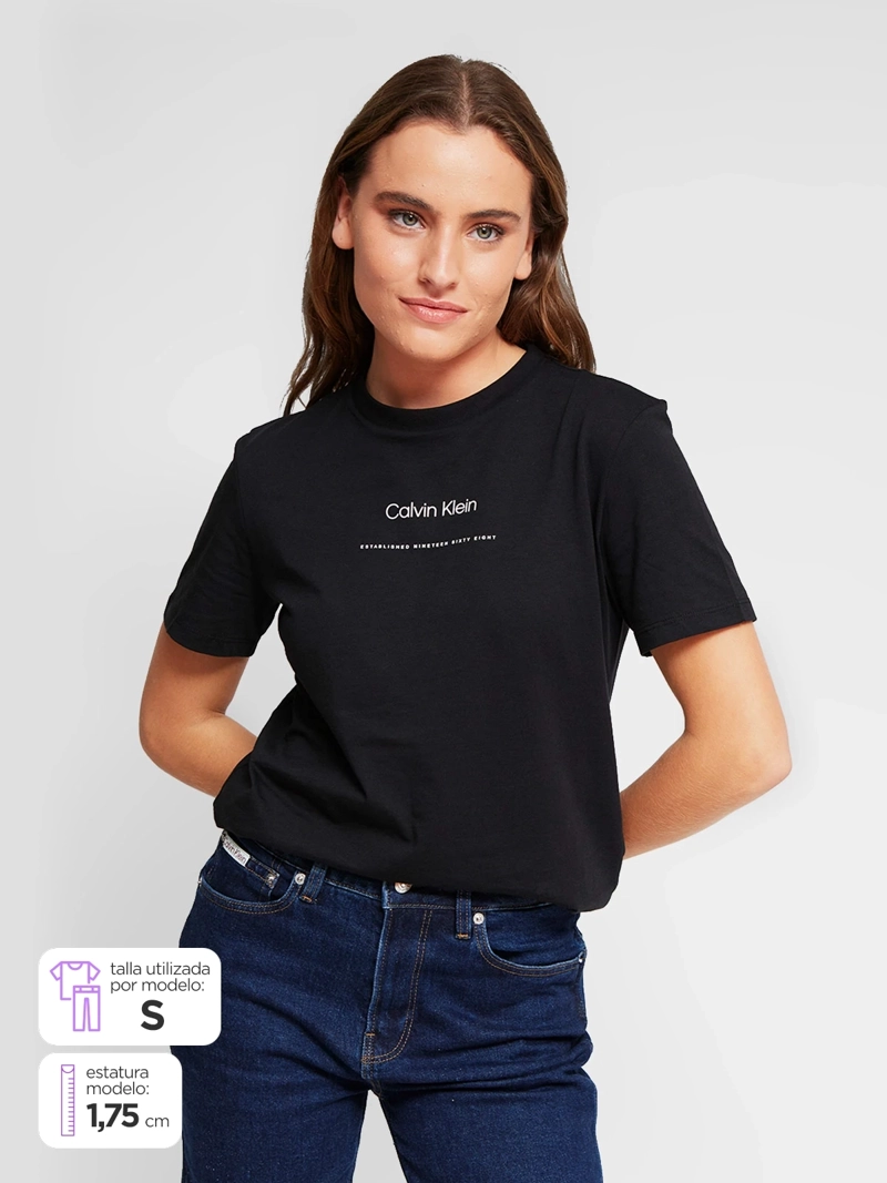 POLERA MUJER CALVIN KLEIN MANGA CORTA ALGODÓN - 1