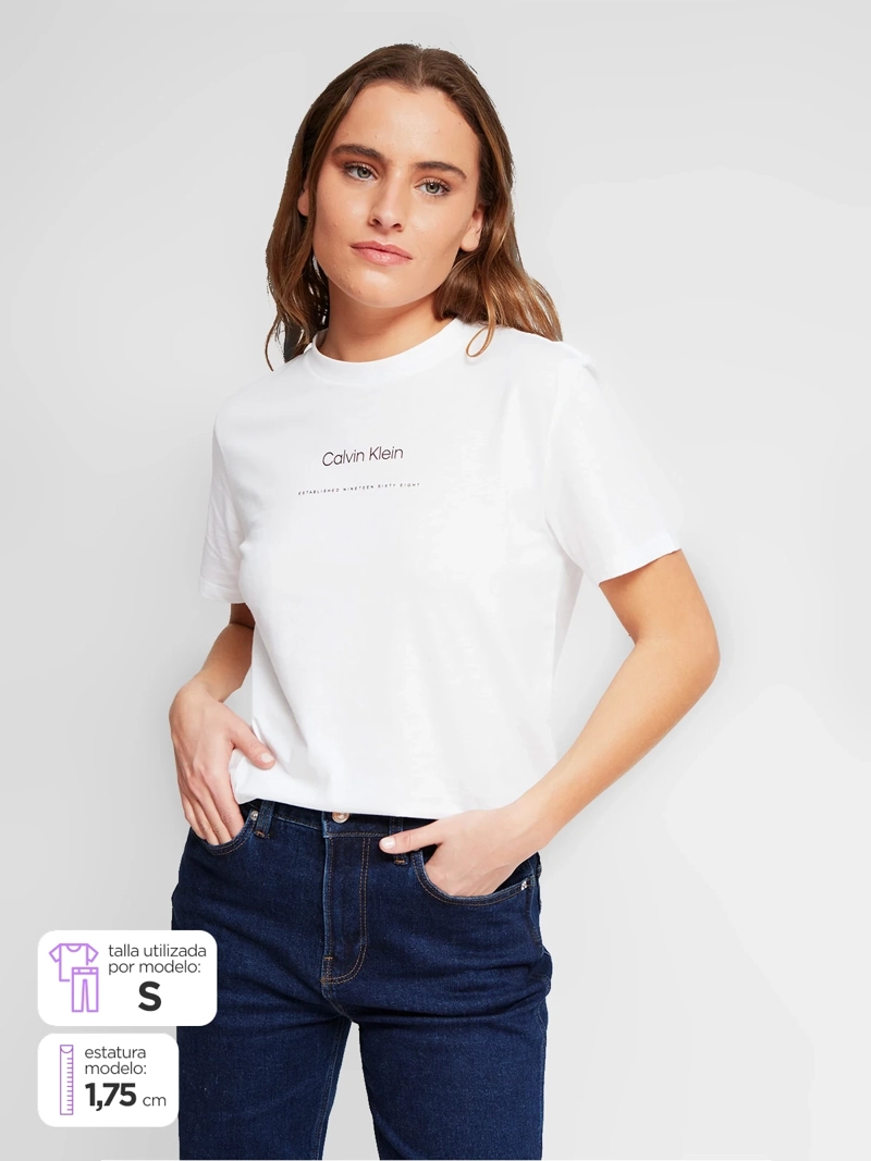 POLERA MUJER CALVIN KLEIN MANGA CORTA ALGODÓN - 1