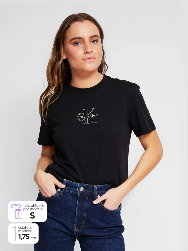 POLERA MUJER CALVIN KLEIN MANGA CORTA ALGODÓN - 1