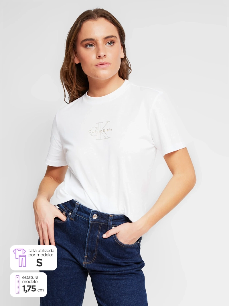 POLERA MUJER CALVIN KLEIN MANGA CORTA ALGODÓN - 1