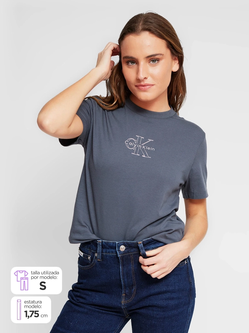 POLERA MUJER CALVIN KLEIN MANGA CORTA ALGODÓN - 1