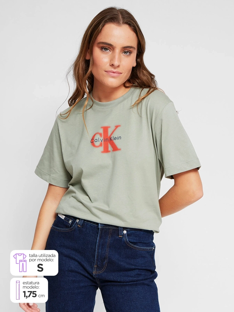 POLERA MUJER CALVIN KLEIN MANGA CORTA ALGODÓN - 1