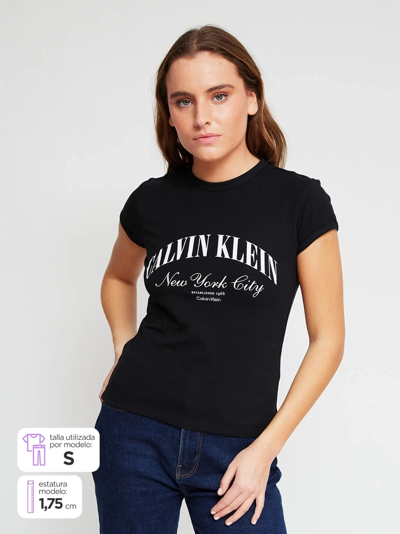 POLERA MUJER CALVIN KLEIN MANGA CORTA ALGODÓN - 1