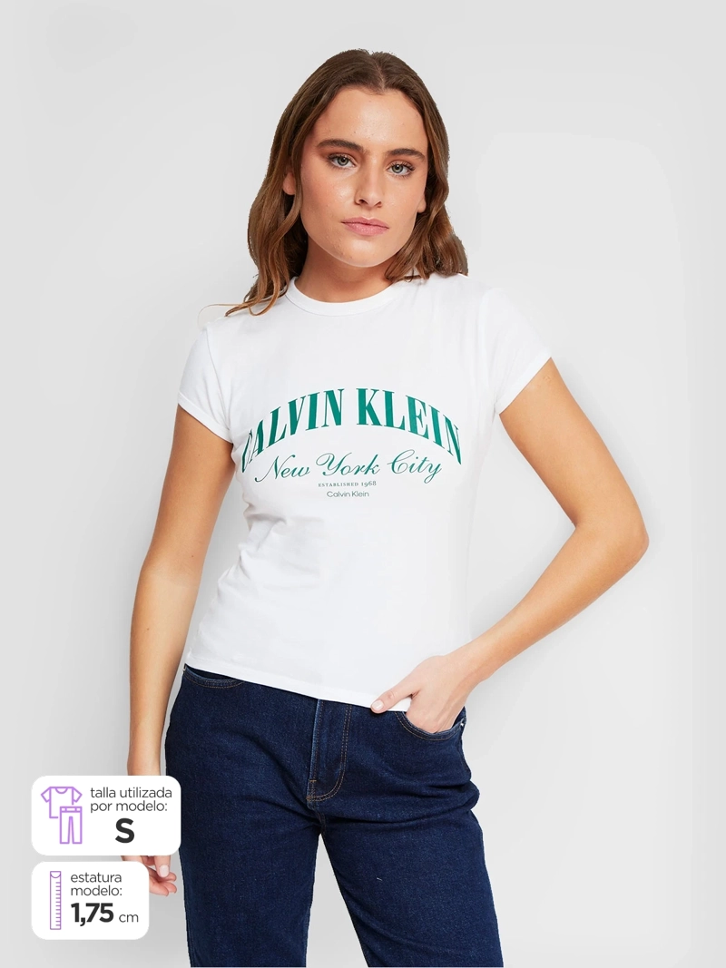 POLERA MUJER CALVIN KLEIN MANGA CORTA ALGODÓN - 1
