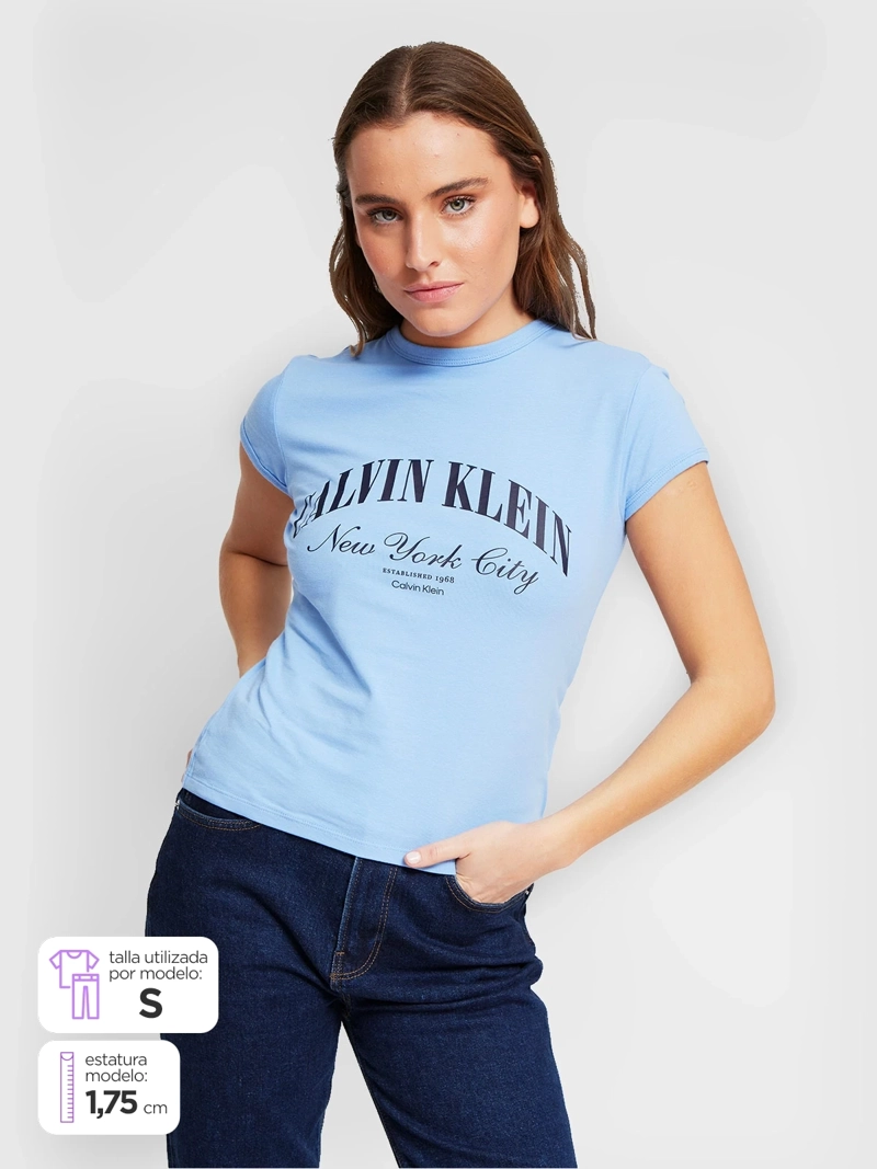 POLERA MUJER CALVIN KLEIN MANGA CORTA ALGODÓN - 1