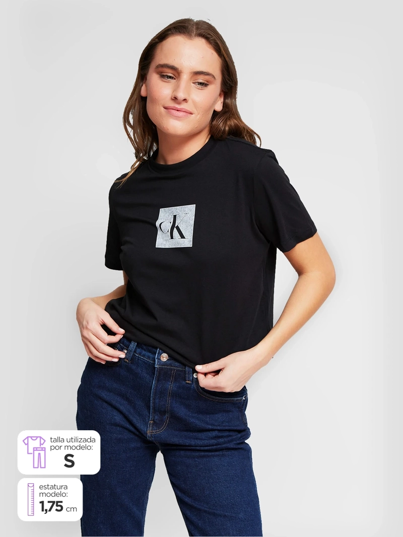 POLERA MUJER CALVIN KLEIN MANGA CORTA ALGODÓN