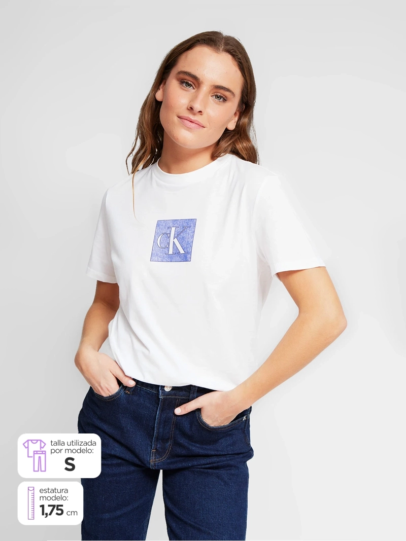 POLERA MUJER CALVIN KLEIN MANGA CORTA ALGODÓN