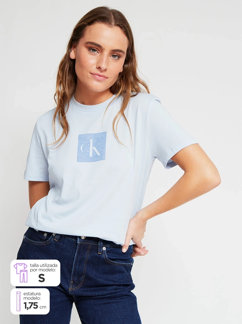 POLERA MUJER CALVIN KLEIN MANGA CORTA ALGODÓN - 1