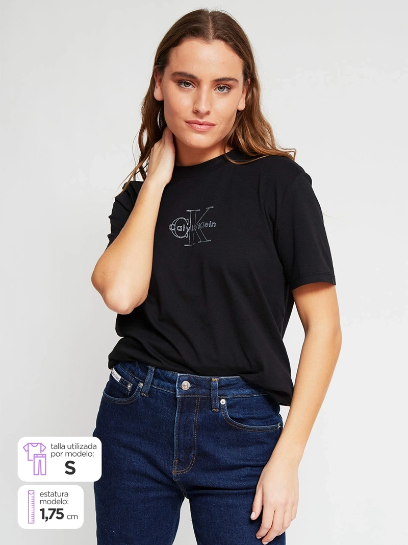 POLERA MUJER CALVIN KLEIN MANGA CORTA ALGODÓN - 1