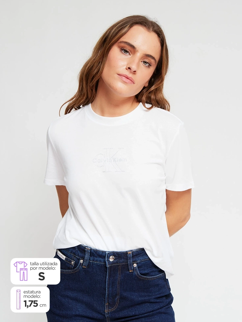 POLERA MUJER CALVIN KLEIN MANGA CORTA ALGODÓN - 1