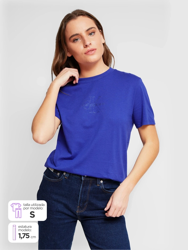 POLERA MUJER CALVIN KLEIN MANGA CORTA ALGODÓN - 1