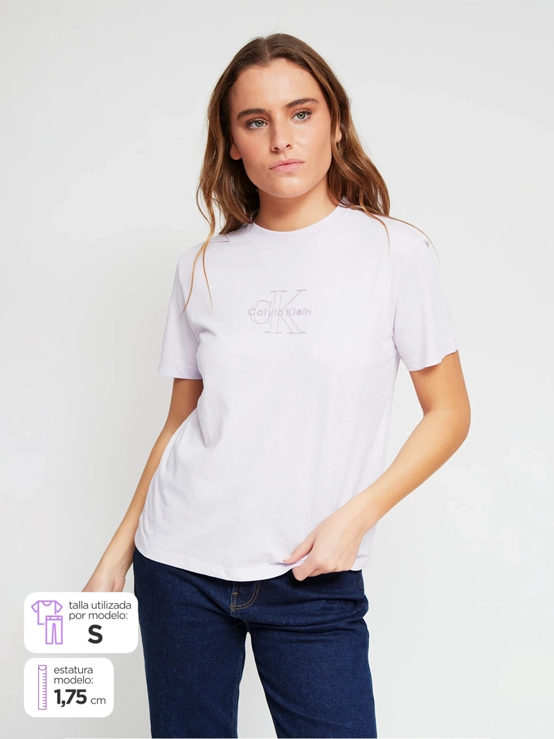 POLERA MUJER CALVIN KLEIN MANGA CORTA ALGODÓN