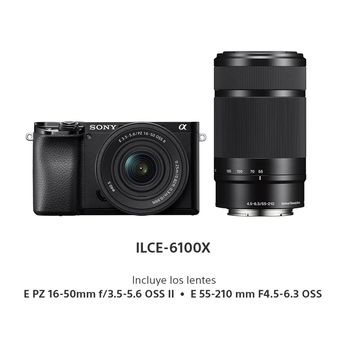 CÁMARA MIRRORLESS SONY APS-C ILCE-6100X: A6100 + LENTE SELP16502 + LENTE SEL55210 - 5