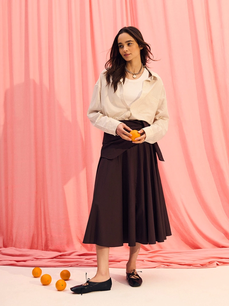 FALDA MUJER MARQUIS ALGODÓN MIDI NUDO