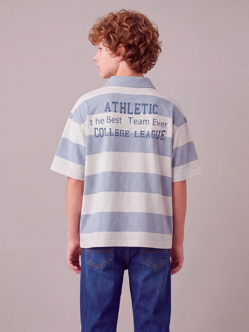 POLERA NIÑO CLOUDBREAK ALGODÓN CUELLO LISTADA MANGA CORTA - 2