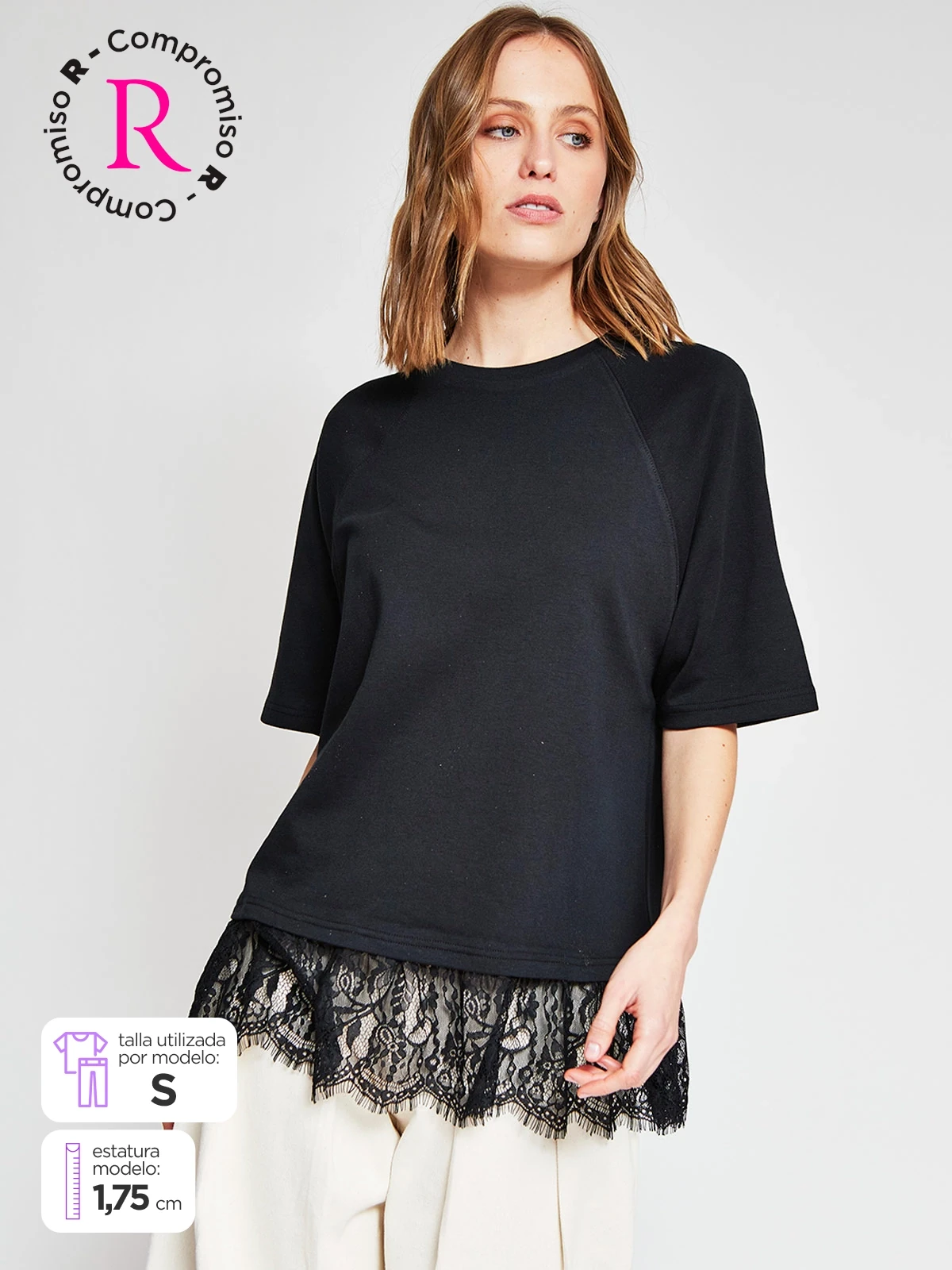 POLERA MUJER MARQUIS ALGODÓN ENCAJE