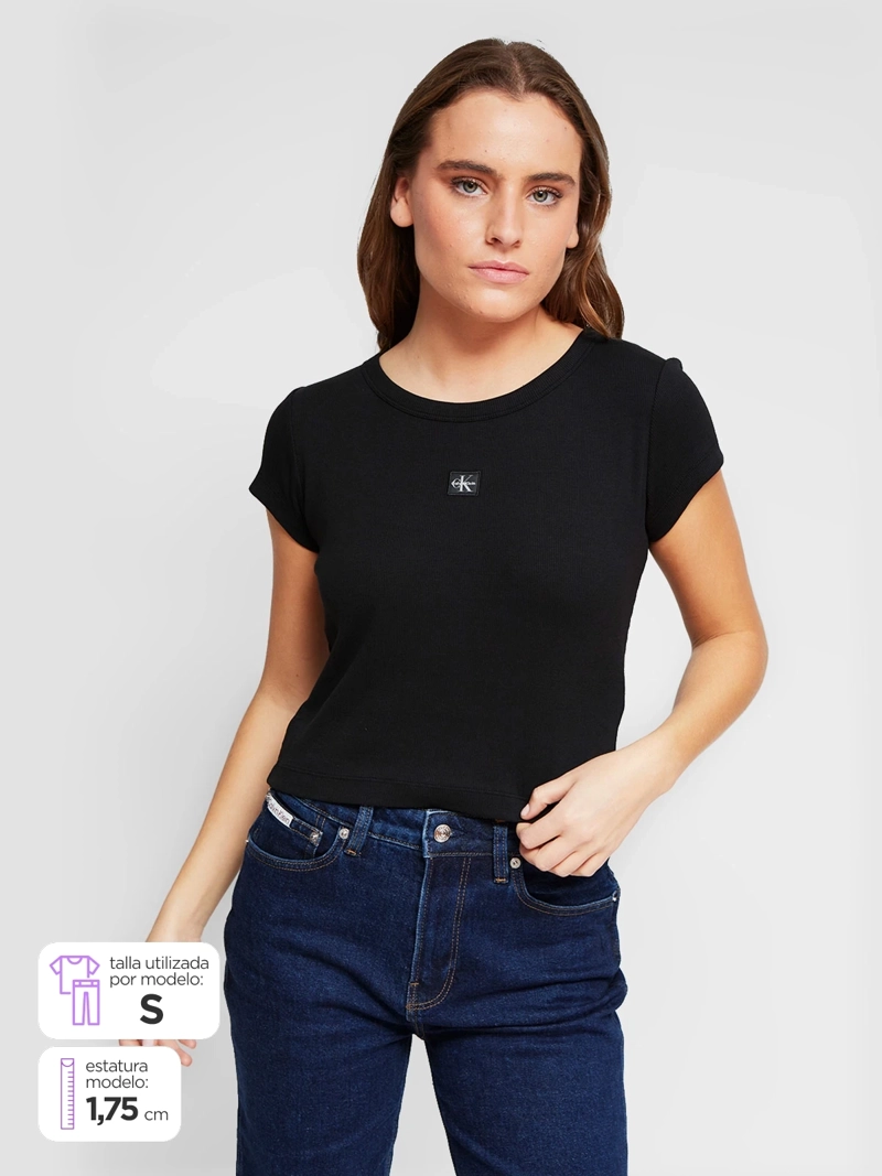 POLERA MUJER CALVIN KLEIN MANGA LARGA ALGODÓN - 1