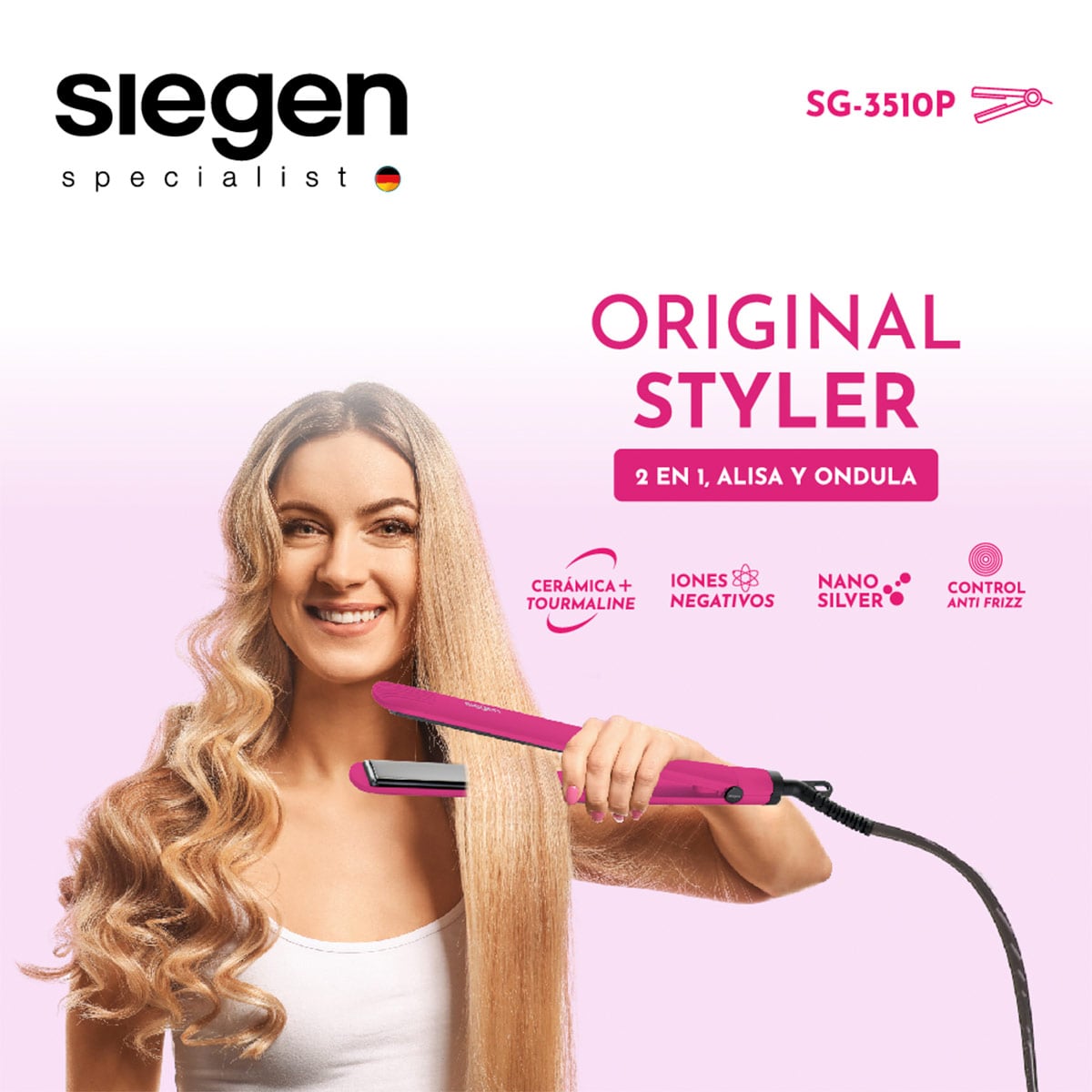 ALISADOR DE PELO SIEGEN ORIGINAL STYLER SG-3510C21 - 3