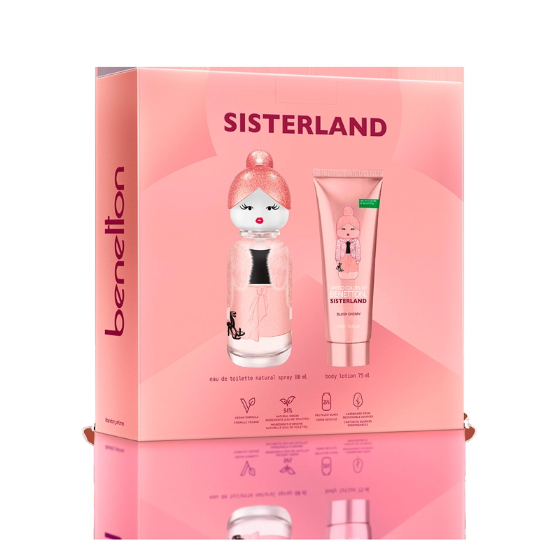 ESTUCHE PERFUME MUJER BENETTON UNITED COLORS SISTERLAND BLUSH CHERRY EDP 80ML+75ML - 3