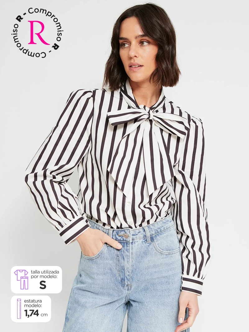 BLUSA MUJER MARQUIS ALGODÓN LAZO - 1