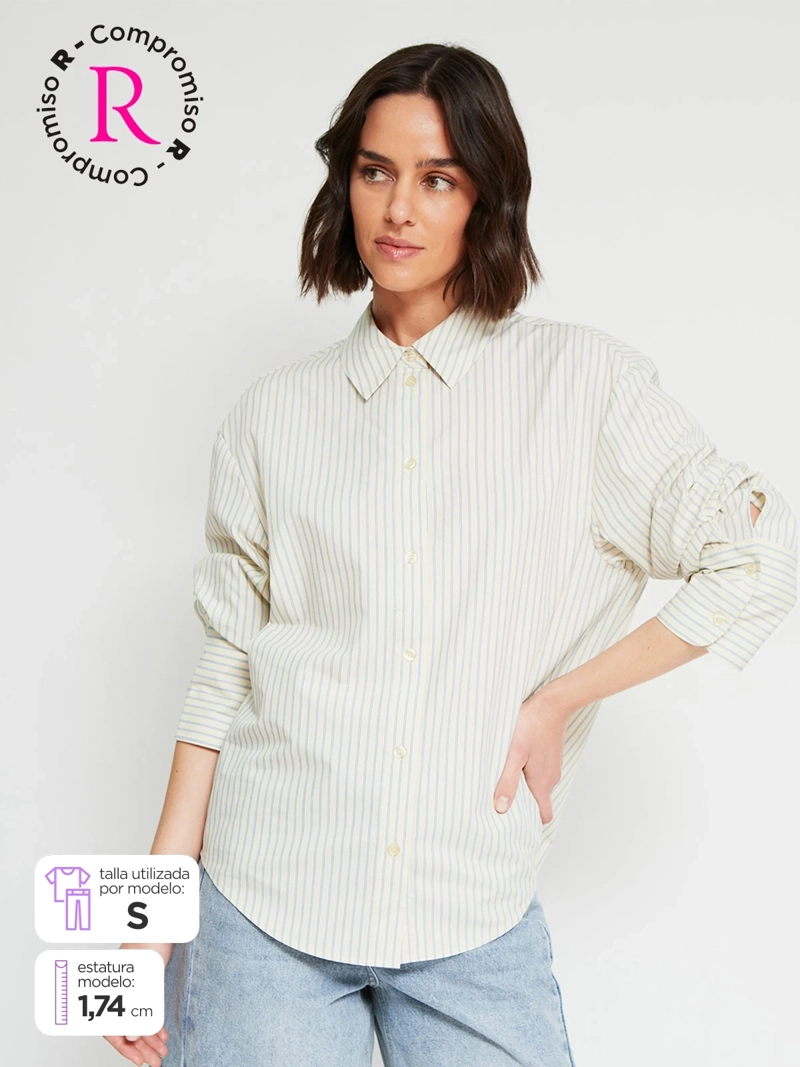 BLUSA MUJER MARQUIS ALGODÓN CAMISERA RAYAS - 1
