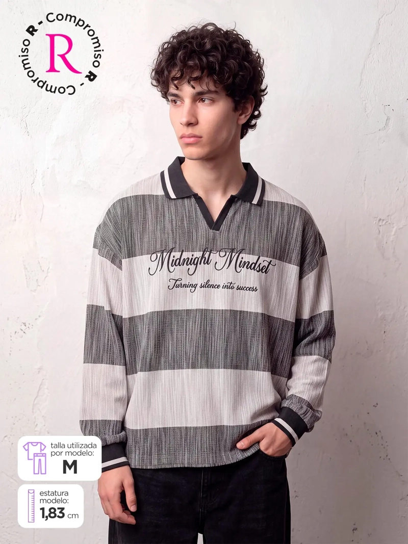 POLERÓN HOMBRE INDEX ALGODÓN MANGA LARGA OVERSIZE RAYAS - 1