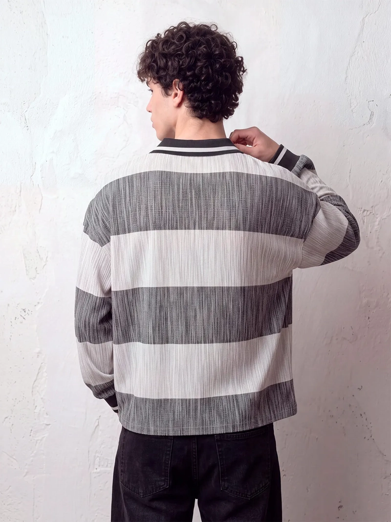 POLERÓN HOMBRE INDEX ALGODÓN MANGA LARGA OVERSIZE RAYAS - 2