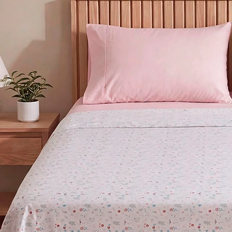 JUEGO DE SÁBANAS RIPLEY HOME 2 FUNDAS 1.5 PLAZAS FLORES ROSA - 3