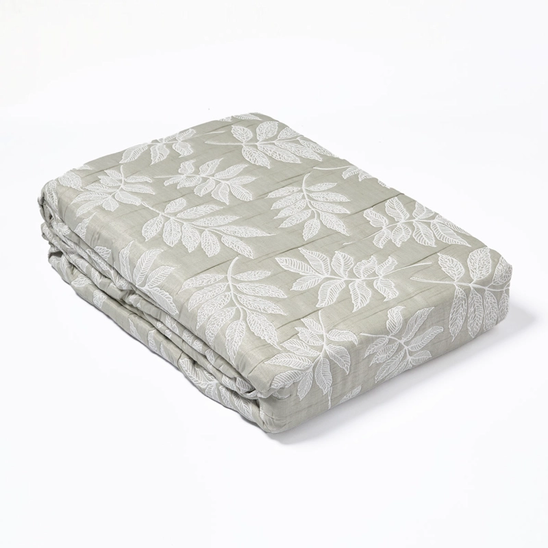 CUBRECAMA RIPLEY HOME JACQUARD 2 PLAZAS HOJAS VERDE - 4