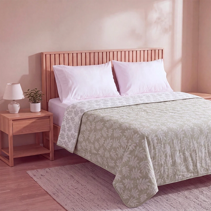 CUBRECAMA RIPLEY HOME JACQUARD KING HOJAS VERDE - 2