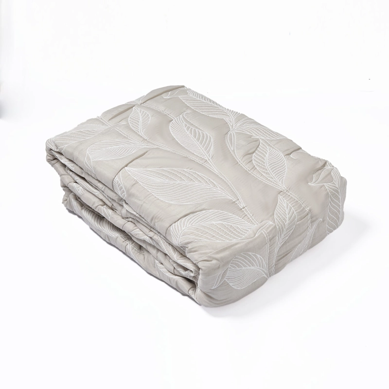 CUBRECAMA RIPLEY HOME JACQUARD SÚPER KING HOJAS TAUPE - 4