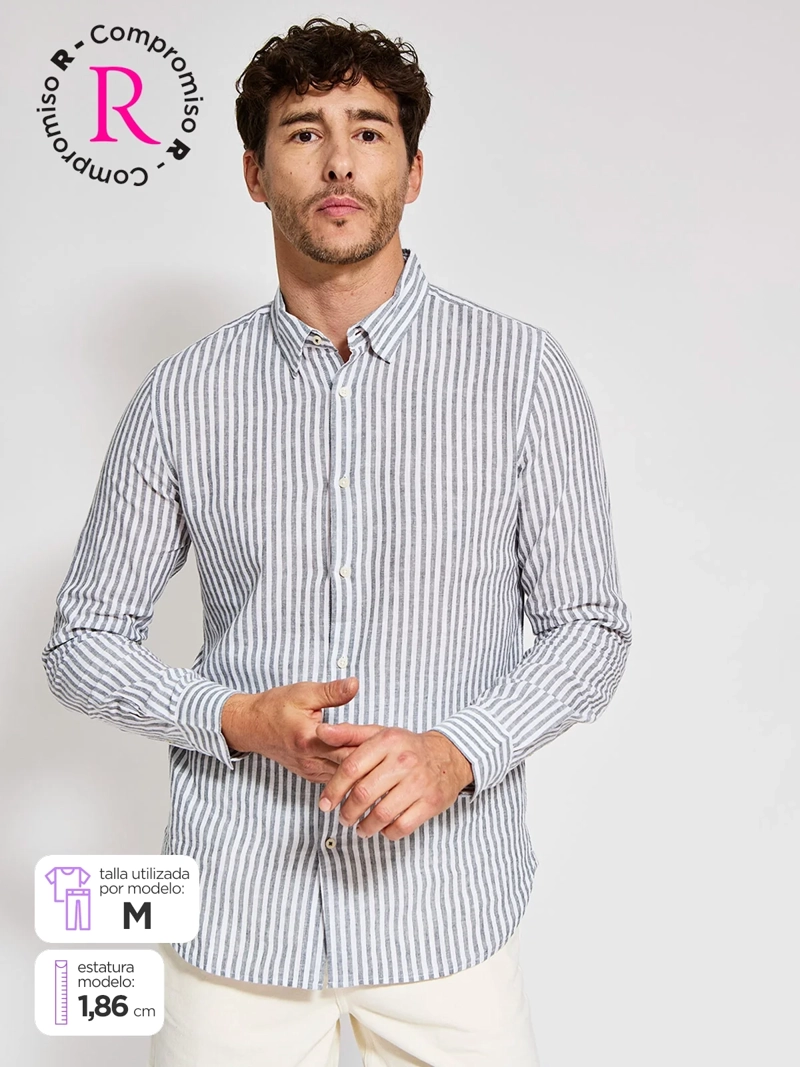 CAMISA HOMBRE MARQUIS LINO MANGA LARGA LÍNEAS