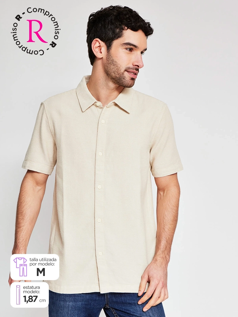 CAMISA HOMBRE MARQUIS ALGODÓN MANGA CORTA TEXTURA