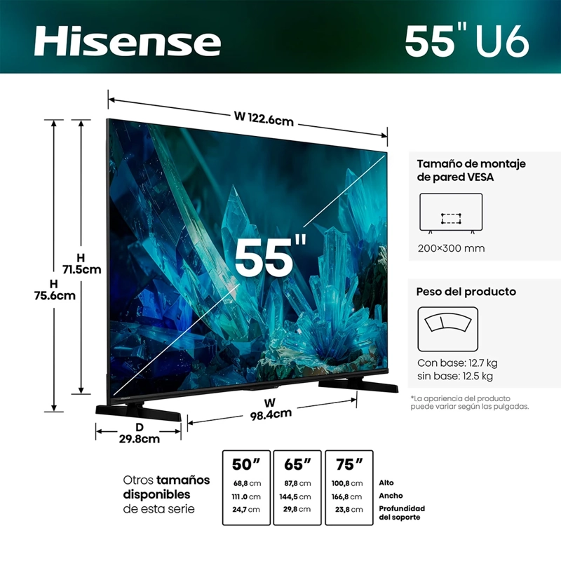 SMART TV HISENSE MINI LED 4K UHD 55” U6ESV - 3
