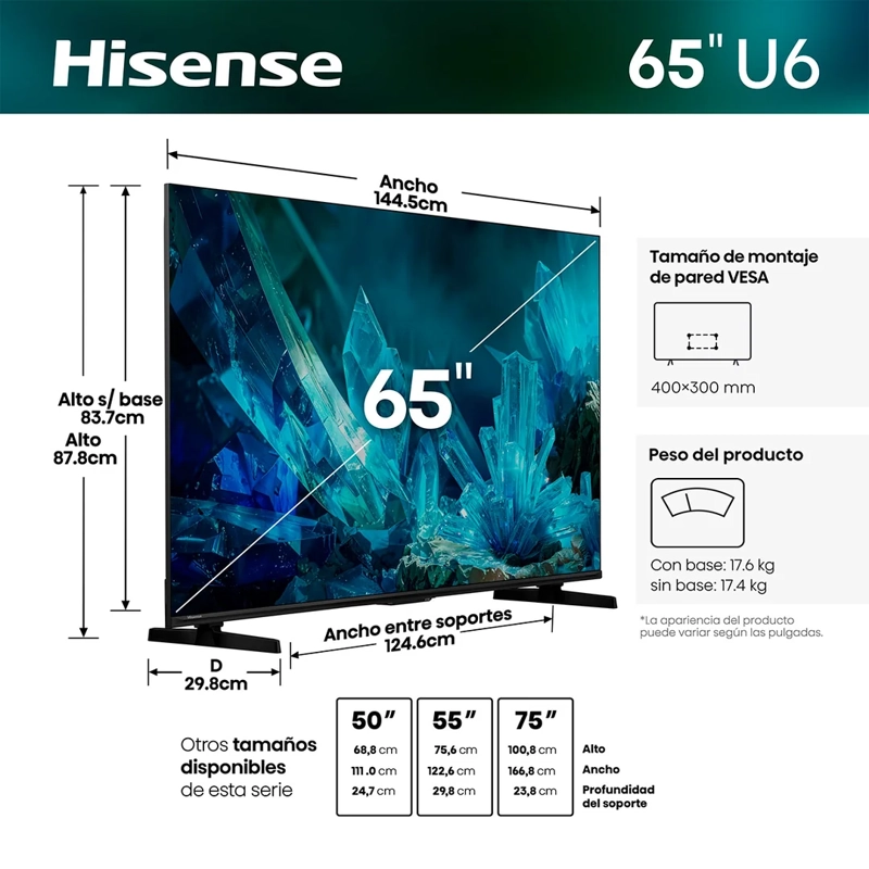SMART TV HISENSE MINI LED 4K UHD 65” 65U6ESV - 4