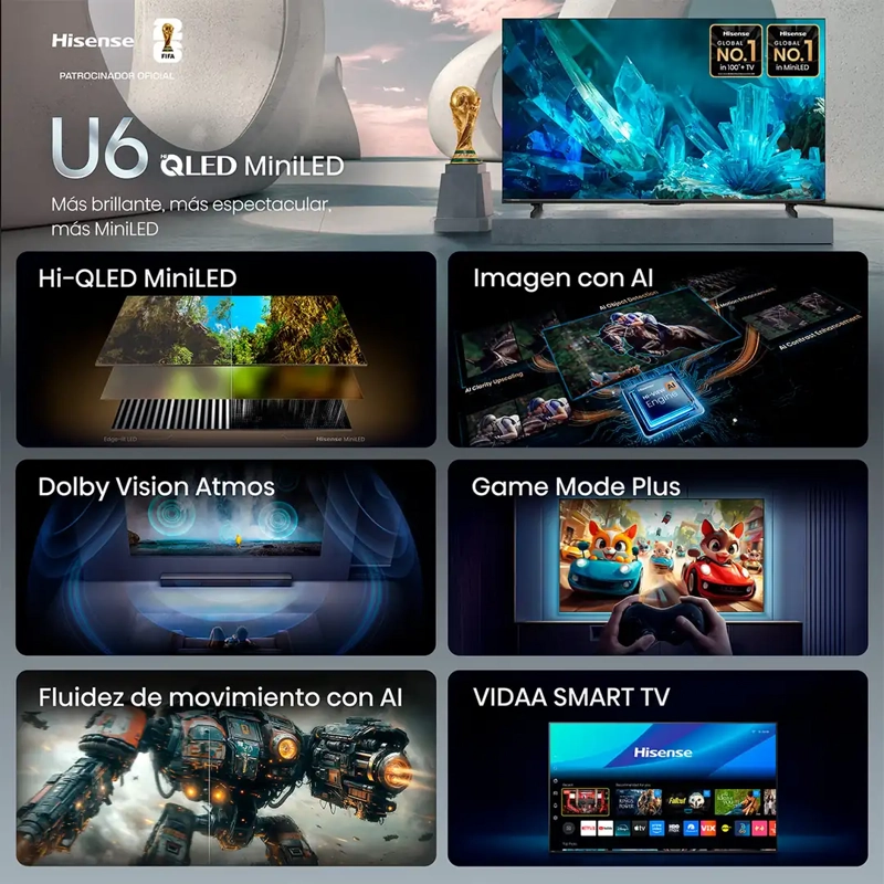 SMART TV HISENSE MINI LED 4K UHD 65” 65U6ESV - 5
