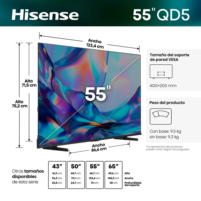 SMART TV HISENSE QLED 4K UHD 55” QD5SV - 3