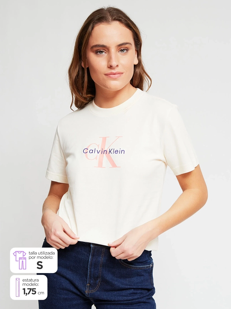 POLERA MUJER CALVIN KLEIN MANGA CORTA ALGODÓN - 1